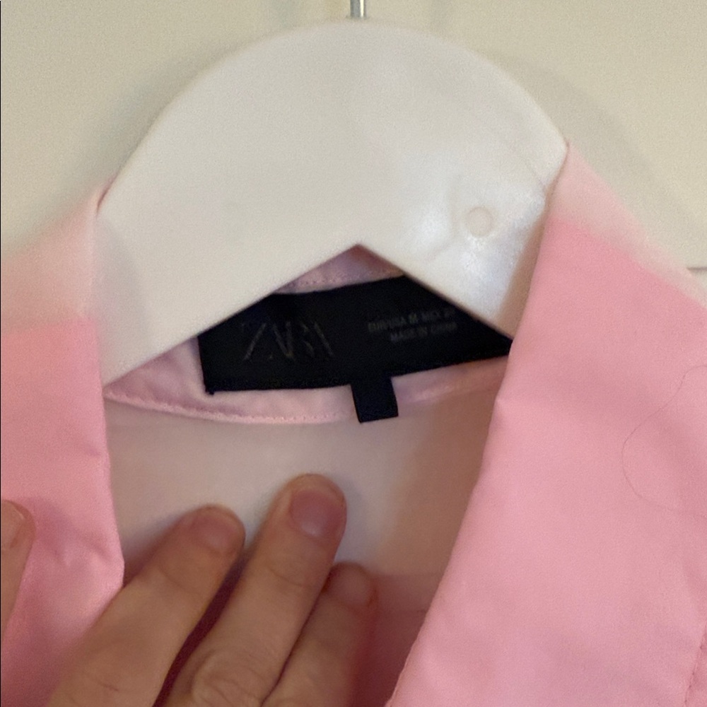 Zara Pink Sheer Button Down womens Shirt - Picture 5 of 7